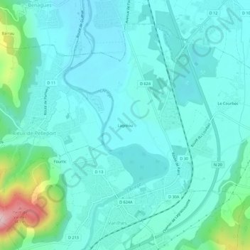 Carte topographique Lagréou, altitude, relief