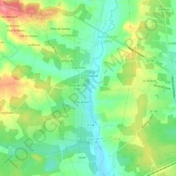 Carte topographique Félit, altitude, relief