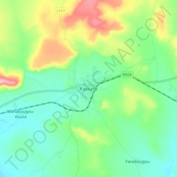 Carte topographique Kassaro, altitude, relief