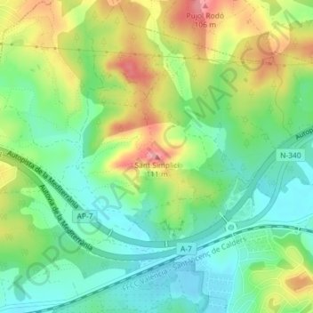Carte topographique Sant Simplici, altitude, relief