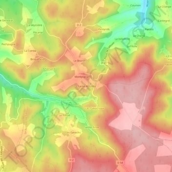 Carte topographique Chante Alouette, altitude, relief