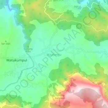 Carte topographique Majalangu, altitude, relief