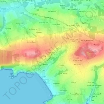 Carte topographique Kergreis, altitude, relief