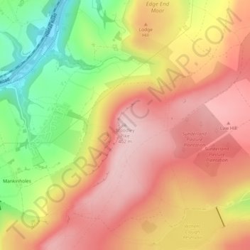 Carte topographique Stoodley Pike, altitude, relief