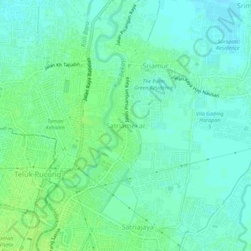 Carte topographique Satriamekar, altitude, relief