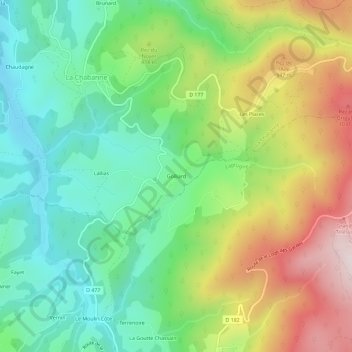 Carte topographique Golliard, altitude, relief