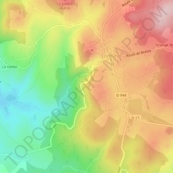 Carte topographique Bois de Narveau, altitude, relief