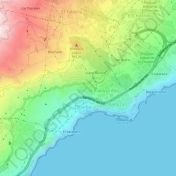 Carte topographique Tabaiba Media, altitude, relief