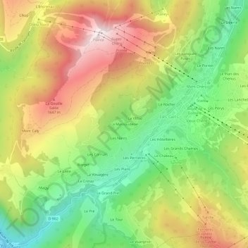Carte topographique La Massouderie, altitude, relief