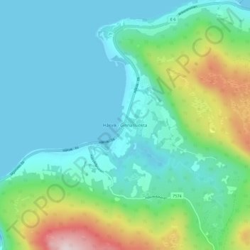 Carte topographique Håkvik - Ginnasluokta, altitude, relief