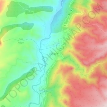 Carte topographique Vizcable, altitude, relief
