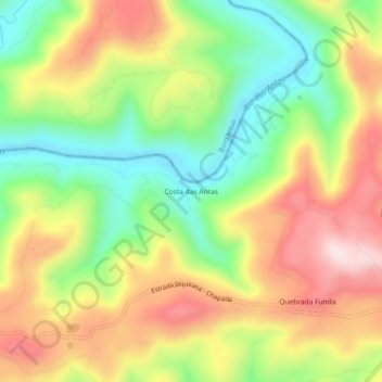 Carte topographique Costa das Antas, altitude, relief