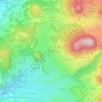 Carte topographique Marcilhac, altitude, relief