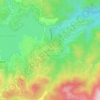 Carte topographique Cedar Glen, altitude, relief