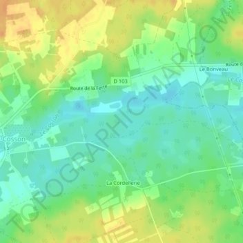 Carte topographique La Mezières, altitude, relief
