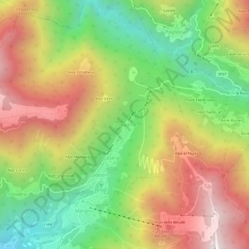 Carte topographique Somadino, altitude, relief