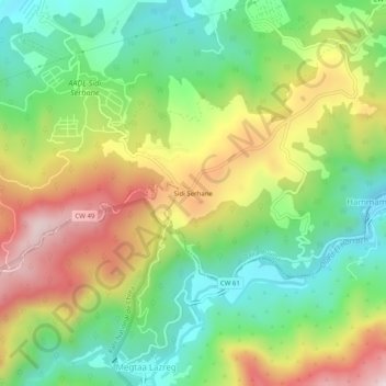 Carte topographique Sidi Serhane, altitude, relief
