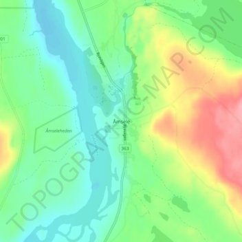 Carte topographique Åmsele, altitude, relief