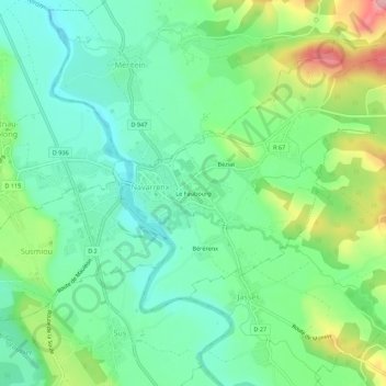 Carte topographique Le Faubourg, altitude, relief