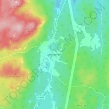 Carte topographique Idkerberget, altitude, relief
