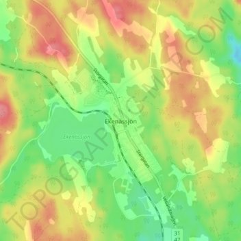 Carte topographique Ekenässjön, altitude, relief