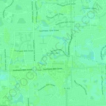 Carte topographique Kendall Lakes, altitude, relief