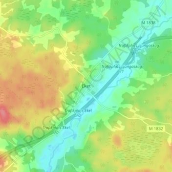Carte topographique Eket, altitude, relief