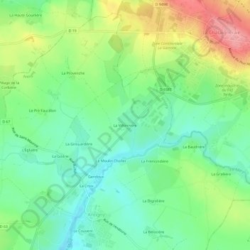 Carte topographique La Villonnière, altitude, relief