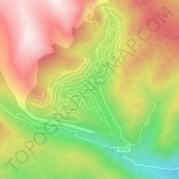 Carte topographique Saint Marys, altitude, relief
