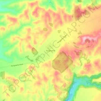 Carte topographique Rangiwahia, altitude, relief