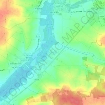 Carte topographique Poursay, altitude, relief