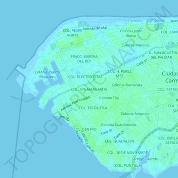 Carte topographique COL. STA MARGARITA, altitude, relief