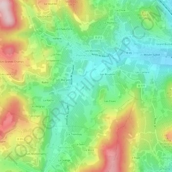 Carte topographique Grolier, altitude, relief