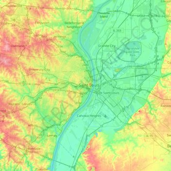 Carte topographique Saint Louis, altitude, relief