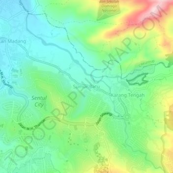 Carte topographique Sumur Batu, altitude, relief