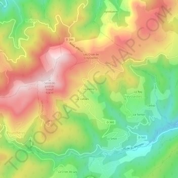 Carte topographique Le Vabre, altitude, relief