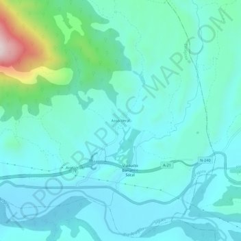 Carte topographique Asso-Veral, altitude, relief