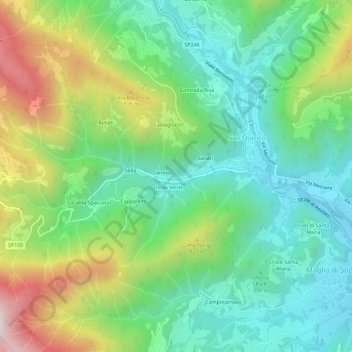 Carte topographique Sandri, altitude, relief