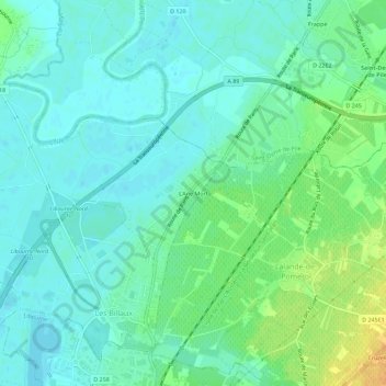 Carte topographique L'Ane Mort, altitude, relief