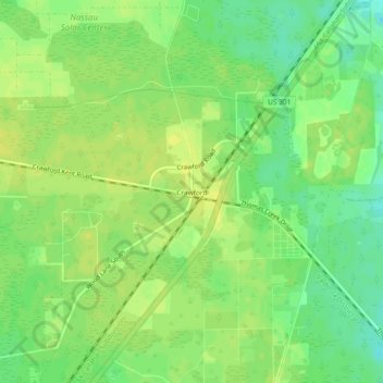 Carte topographique Crawford, altitude, relief