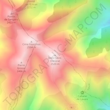 Carte topographique Mont Saint-Honorat, altitude, relief