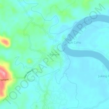 Carte topographique Beriwit, altitude, relief