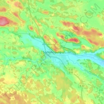 Carte topographique Söderköping, altitude, relief