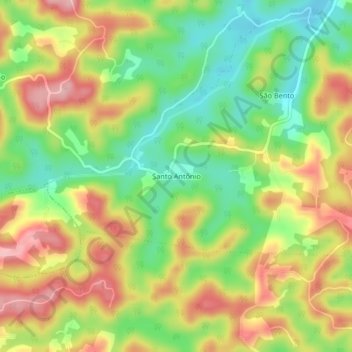 Carte topographique Santo Antônio, altitude, relief