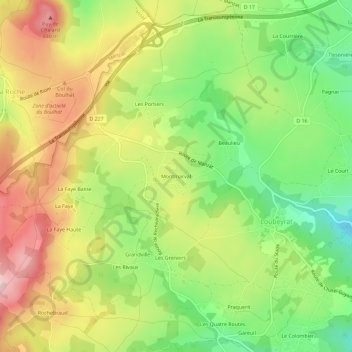 Carte topographique Montmarval, altitude, relief