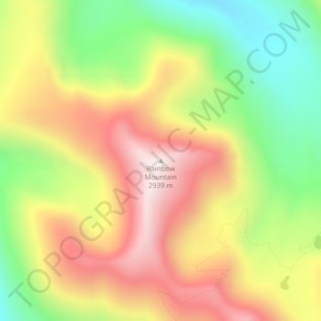 Carte topographique Rainbow Mountain, altitude, relief