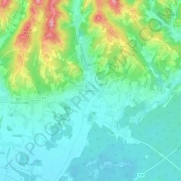 Carte topographique Globoko, altitude, relief