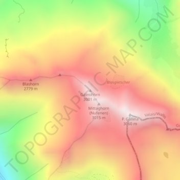 Carte topographique Galmihorn, altitude, relief