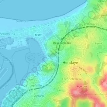 Carte topographique Larrun, altitude, relief
