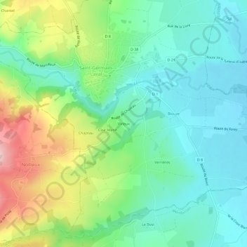 Carte topographique Virieux, altitude, relief